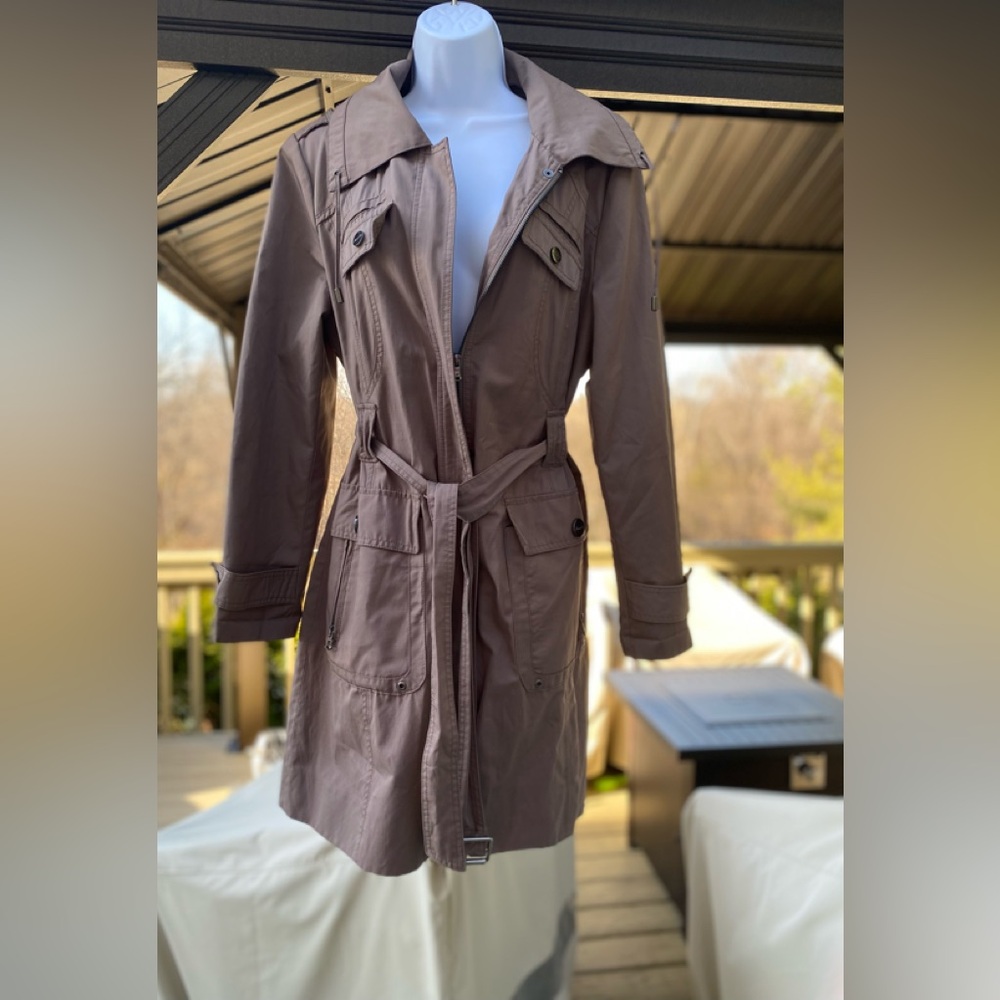 Kenneth Cole - Women's Light Brown Trench Coat, Size: L